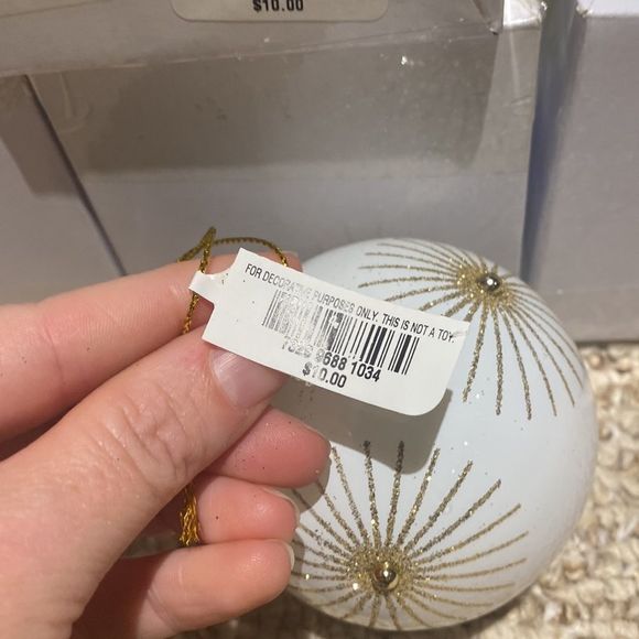 NWT. Holiday Lane by Macys Gold Ball Ornament - Picture 4 of 5